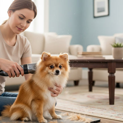 Tondeuse chien TheProfessional gris assis brun chien