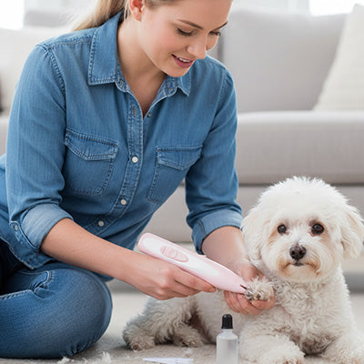Tondeuse pour chien HighPerformance rose, couché blanc chien