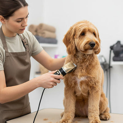 Tondeuse pour chien ProfessionallyQuiet or assis brun femme chien
