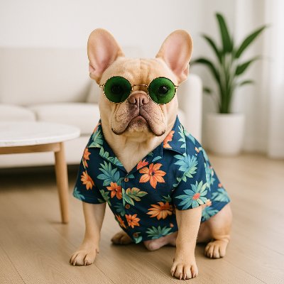 Vêtement pour chien DOGCLOAT bleu assis chien