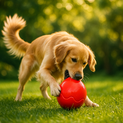 Balle pour chien chewy rouge courir brun chien