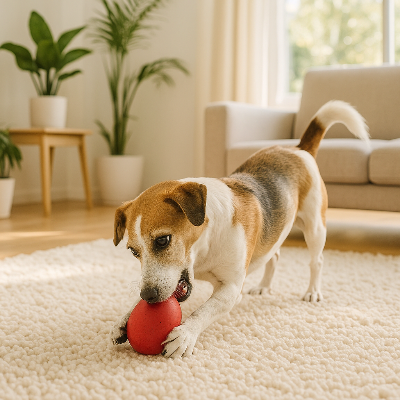 Balle pour chien chewy rouge, noir, brun chien