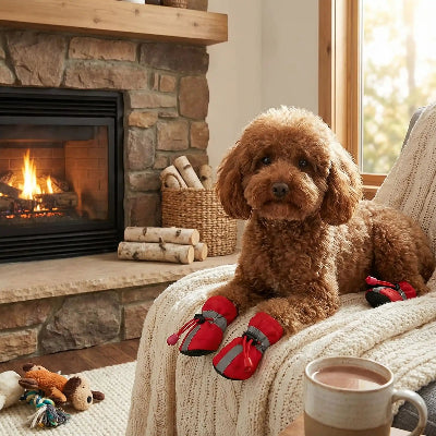 Chaussure chien DagShaes rouge, brun chien