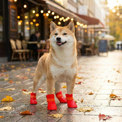 Chaussures pour chien ShoesFor rouge, brun chien