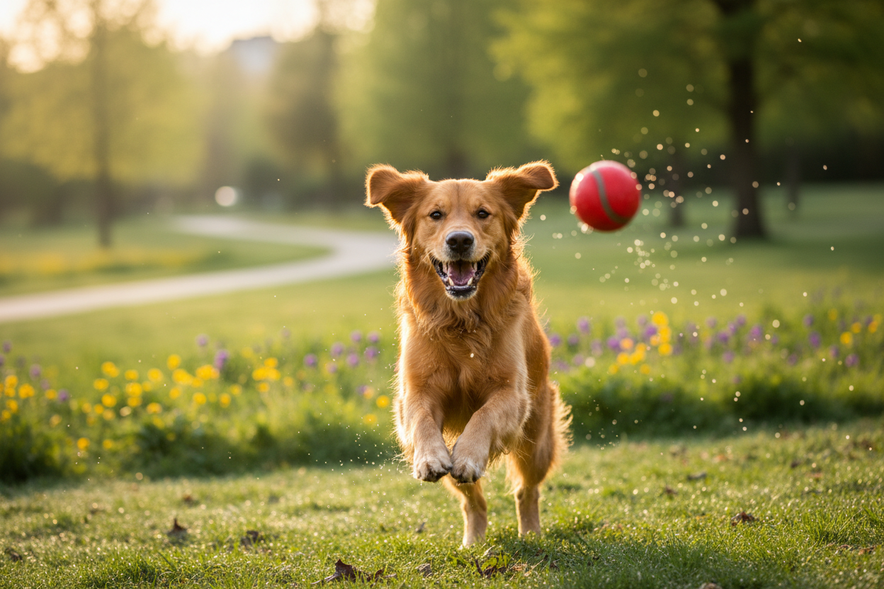 Chien avec une balle