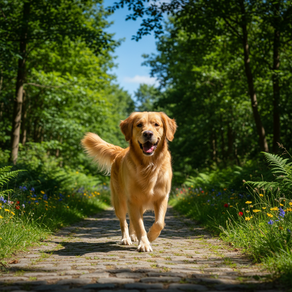 Chien qui marche dehors