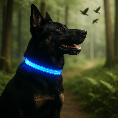 Collier chien lumineux couleur bleu chien