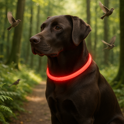 Collier chien lumineux couleur rouge chien