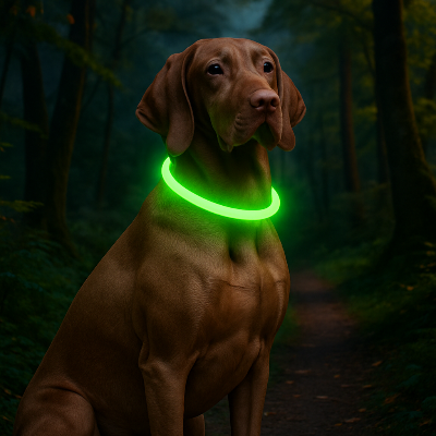 Collier chien lumineux couleur vert chien