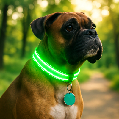 Collier lumineux chien LightCollar vert dehors chien
