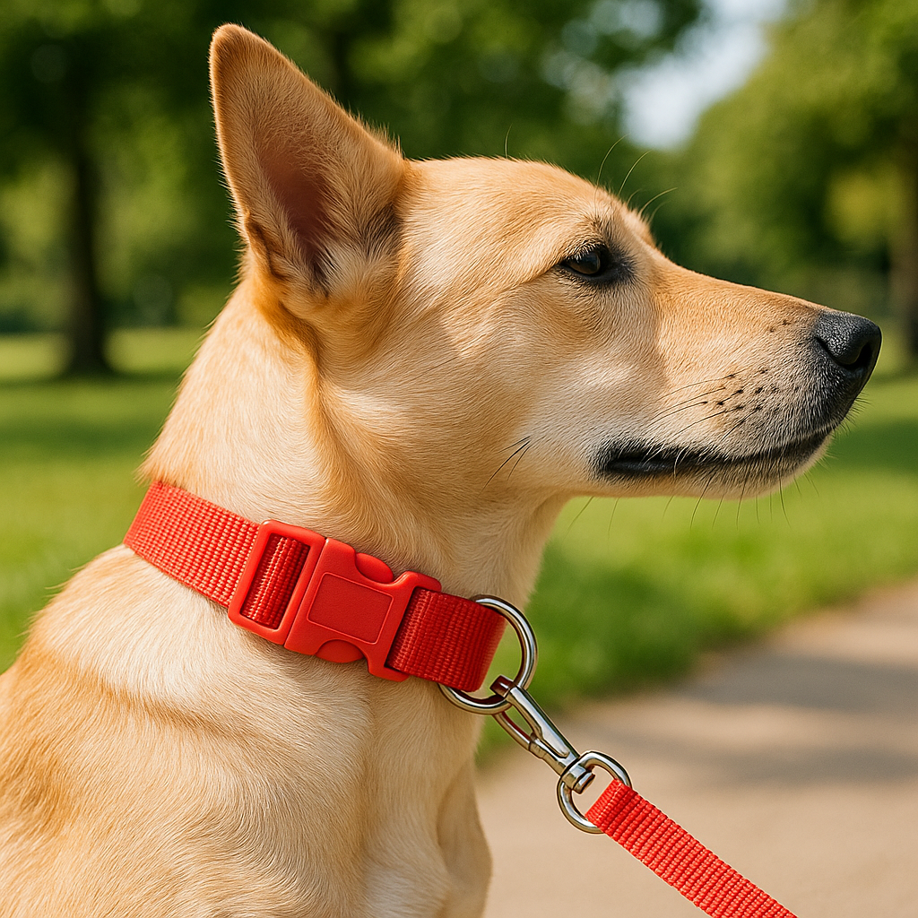 collier-lumineux-chien-lightup-rouge-assis-brun-chien