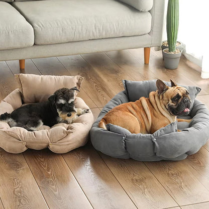 coussin-chien-canshion-allonger-brun-gris-chien