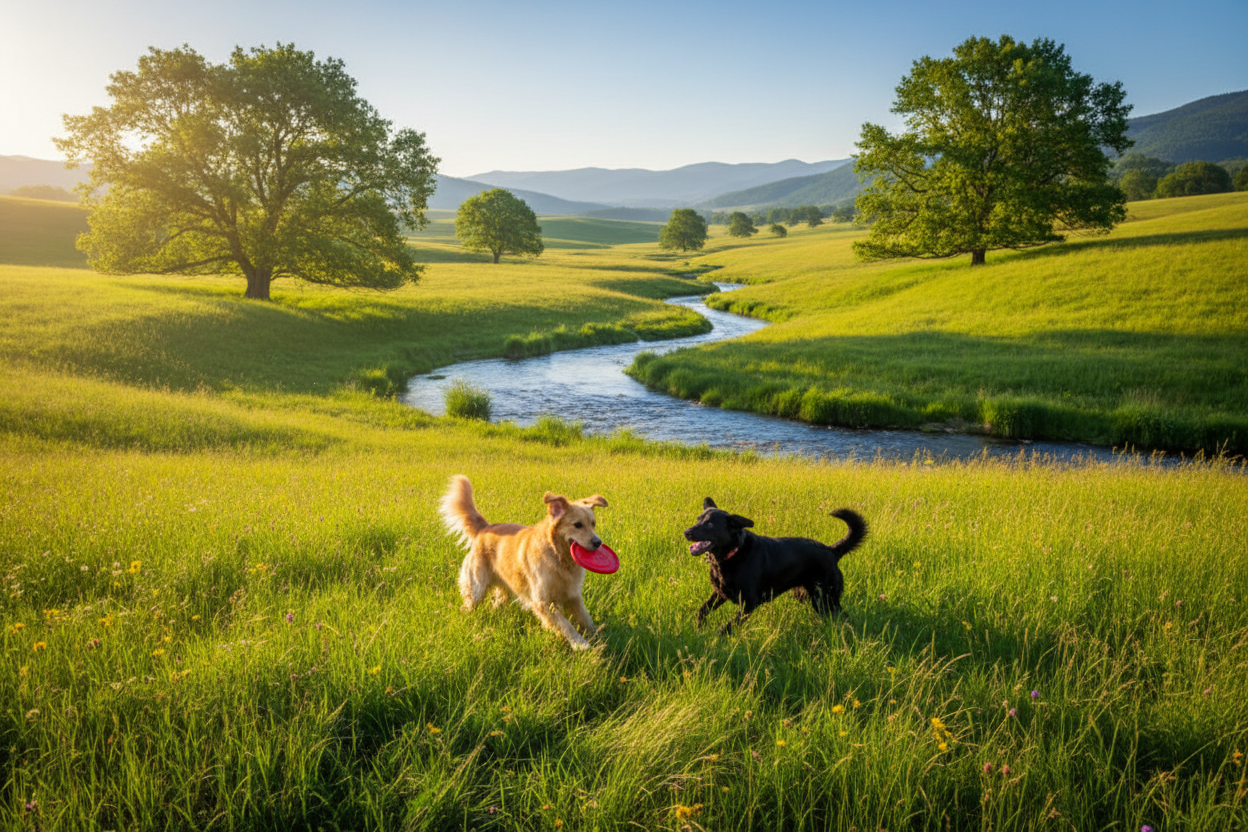 Deux chiens dans la nature