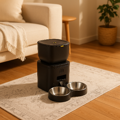 Distributeur automatique croquettes peder deux noir chien