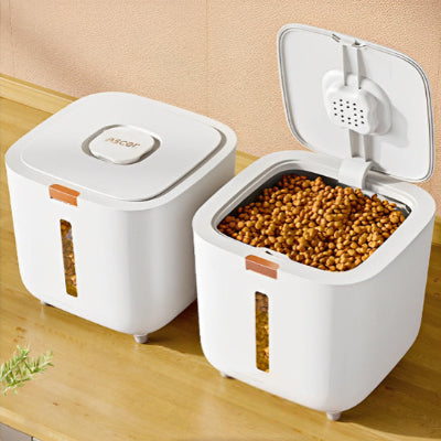 Distributeur de croquettes pour chien fooddog deux étages blanc chien