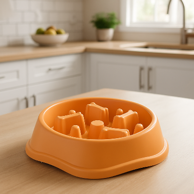 Gamelle anti glouton antibowl table orange chien