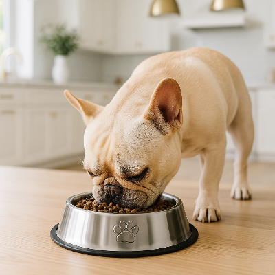 Gamelle pour chien dogfood plancher cuisine brun chien