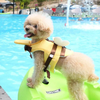 Gilet de sauvetage chien buzzsafe jaune, blanc chien