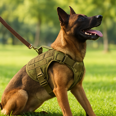 Harnais chien anti traction HarnaisJames camouflage assis chien