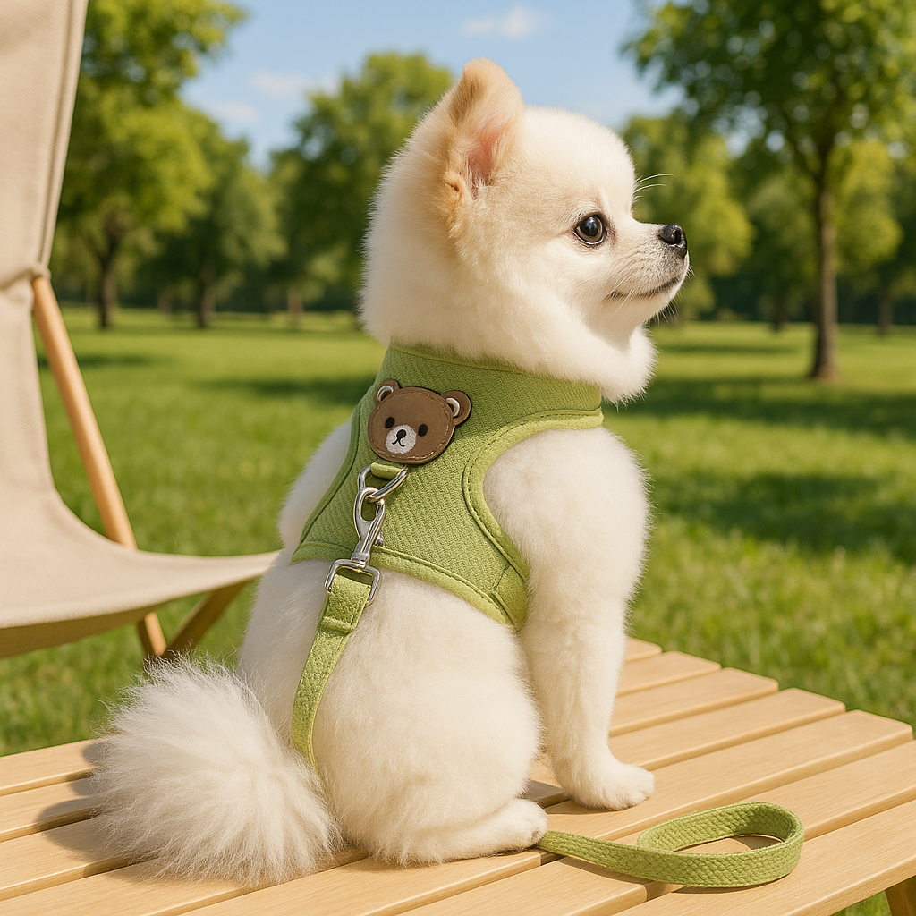 harnais-chien-caniham-blanc-vert-assis-chien