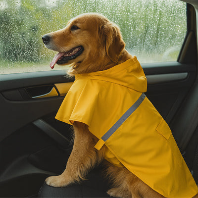 Imperméable pour chien resis assis jaune, brun, chien