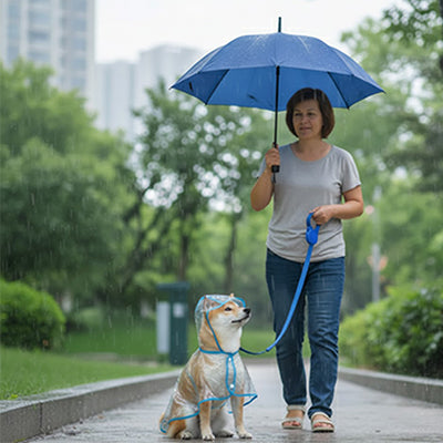 Imperméable pour chien ultraresis bleu, blanc assis chien