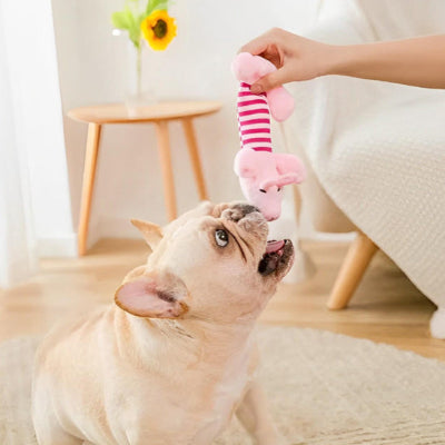 Jouet chien duraligent assis rose chien