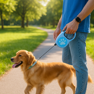 Laisse chien Masha bleu dehors marcher chien
