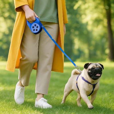 Laisse chien Masha bleu marcher dehors chien