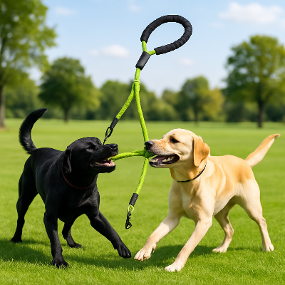 Laisses pour chien ZoeLeash vert deux chiens