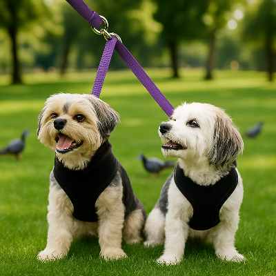 Laisses pour chien Dimitri violet assis chien