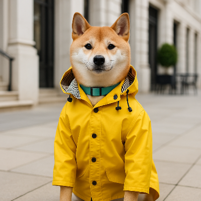 Manteau chien dogcoat jaune assis brun chien