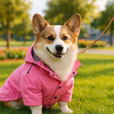 Manteau chien dogcoat rose assis brun chien