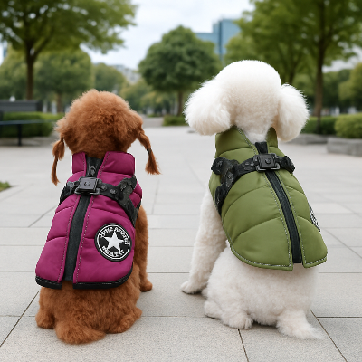 Manteau chien imperhiver assis vert violet chien