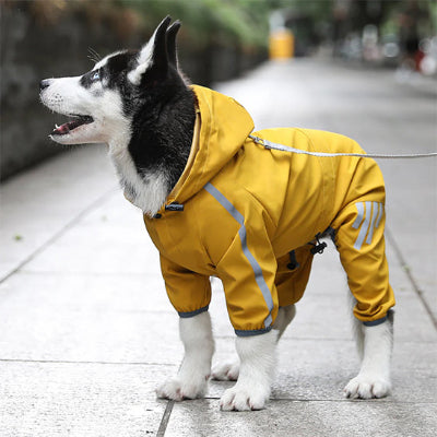 Manteau pour chien ajustable jaune debout chien