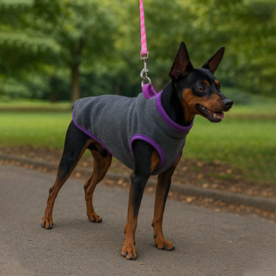Manteau pour chien ImpCon noir, gris debout chien
