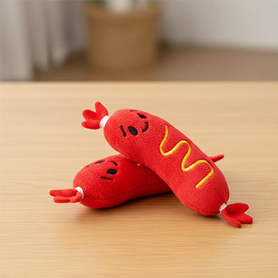 Peluche chien UltraDouce hot-dog rouge chien