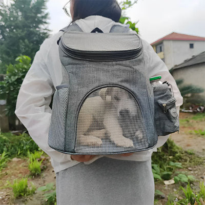 Sac à dos pour chien canpack gris, blanc dos chien