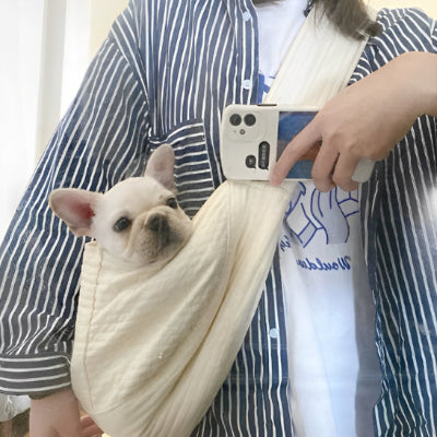 Sac de transport chien basdog cou mignon blanc petit chien