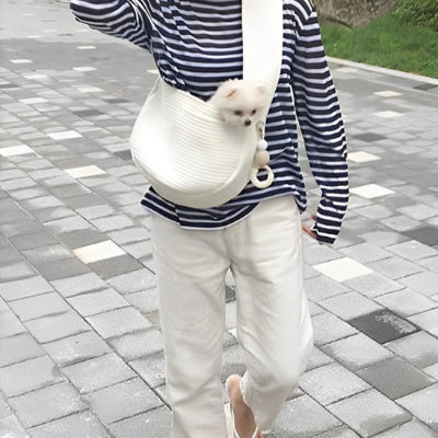 Sac de transport chien basdog cou petit mignon blanc chien
